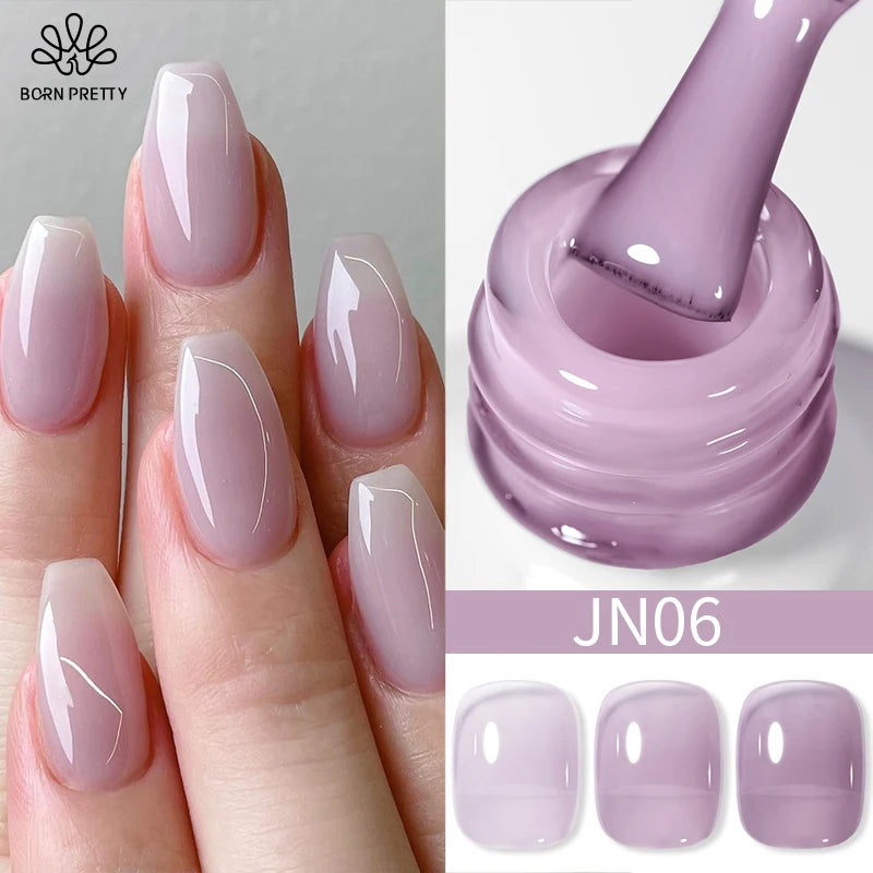 Vernis à ongles gel nude violet BORN PRETTY 10 ml Vernis à ongles gel transparent translucide Manucure française Gel transparent naturel laiteux