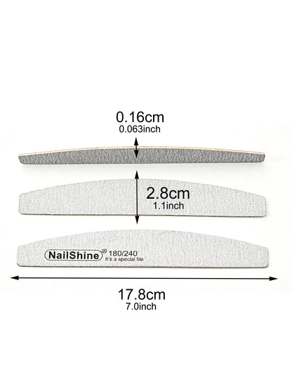 5 Pcs/lot Wood Nail Files Nail Shine Moon Style Vernis A Ongles Nail File 100/180 Lima Unghie Strong Thick Sanding File Block