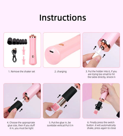 Portable Eyelash Glue Shaker Usb Charge Electric Wake-Up Device for Nail Polish Tattoo Ink Pigment Liquid Shaking Lash Glue Tool