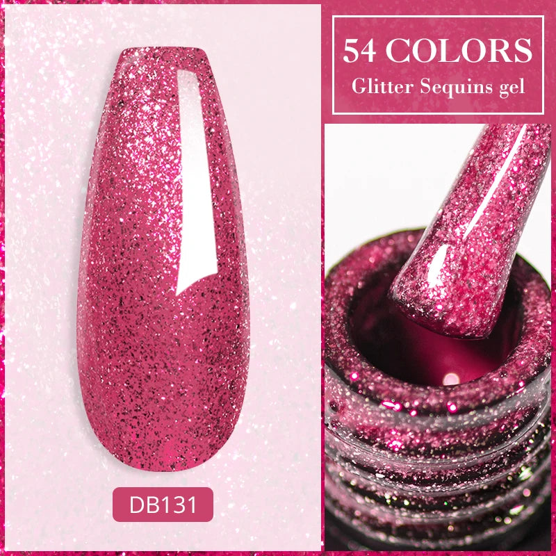 4 PCS/SET Vernis à ongles Gel Set Rose Violet Couleur Glitter Semi Permanent Tremper UV Nail Art Manucure Vernis Fournitures Kit